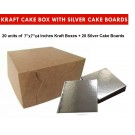 Kraft Cake Boxes with Square boards - 7" x 7" x 4" ($3.5 /pc x 20 units)